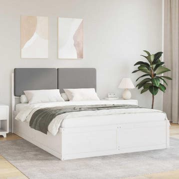 vidaXL Bedframe met Gevoerde Hoofdbord Lichtgrijs 140 x 200, Verzenden, Nieuw