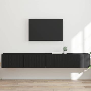 vidaXL TV Wandkast 2 st Zwart Bewerkt hout, Huis en Inrichting, Kasten |Televisiemeubels, Verzenden, Nieuw