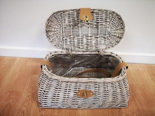 Mand picknick pluk reiskoffer rotan whitewash groot met, Maison & Meubles, Accessoires pour la Maison | Plantes & Fleurs artificielles