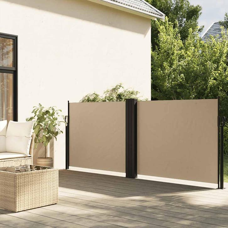 vidaXL Windscherm uittrekbaar 100x600 cm beige, Tuin en Terras, Parasols, Nieuw, Verzenden
