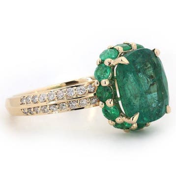 Statement ring - 14 karaat Geel goud - 3.51ct. tw. Smaragd -