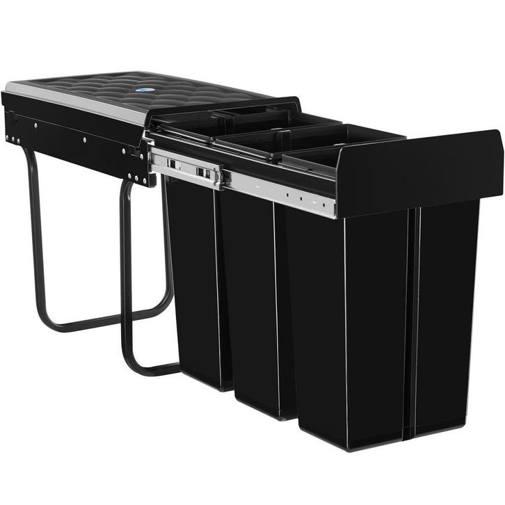 tectake Inbouw prullenbak Ashlyn, 3-voudige scheiding, 30L,, Huis en Inrichting, Woonaccessoires | Prullenbakken, Verzenden