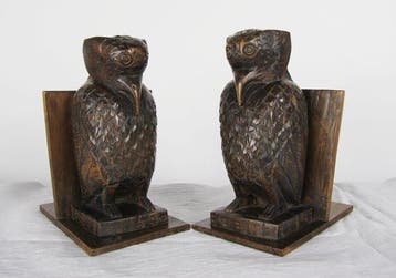 Boekensteunen - Teak - Kubistische papagaaien