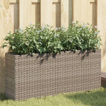 vidaXL Plantenbak met 2 potten 90x20x40 cm poly rattan grijs, Tuin en Terras, Verzenden, Nieuw