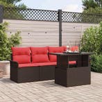 vidaXL Tuinbank Set met kussen 5 pcs Bruin poly rattan, Verzenden, Nieuw