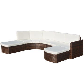 vidaXL 4-delige Loungeset met kussens poly rattan bruin, Verzenden, Nieuw, Loungeset