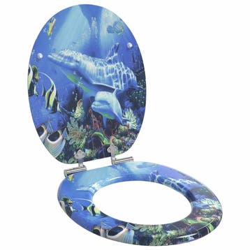 vidaXL Toiletbril Blauw 44 x 38 cm Bewerkt hout, Verzenden