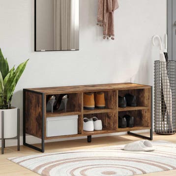 vidaXL Schoenenkast 100 x 35 x 44 cm Bewerkt hout Rook Eik, Verzenden