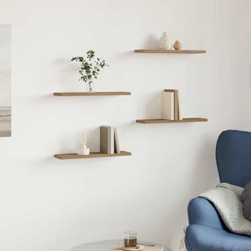 vidaXL Wandschappen 4 st 40x10x1,5 cm bewerkt hout, Verzenden, Nieuw