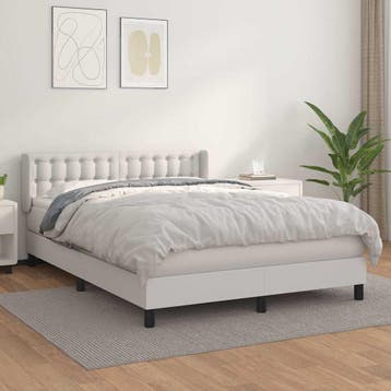 vidaXL Boxspring met matras kunstleer wit 140x200 cm, Verzenden, Nieuw
