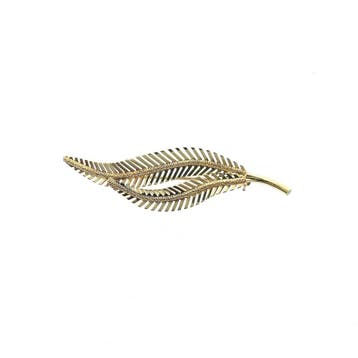 Vintage gouden veer broche, Handtassen en Accessoires, Broches, Ophalen of Verzenden, Gebruikt, Goud, Goud