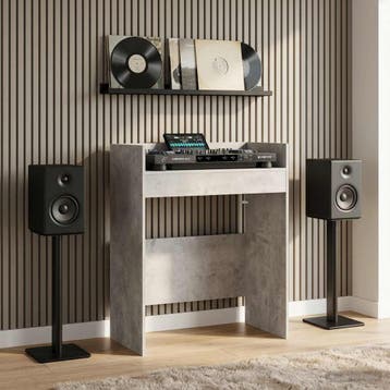 vidaXL DJ Tafel Betongrijs 62 x 45 x 102 cm Bewerkt hout, Verzenden, Nieuw