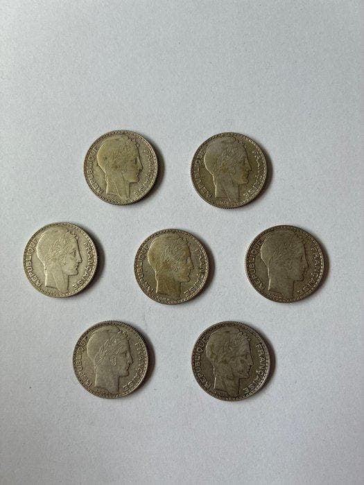 Frankrijk. 10 Francs 1933 Turin (lot de 7 monnaies en, Timbres & Monnaies, Monnaies | Europe | Monnaies non-euro