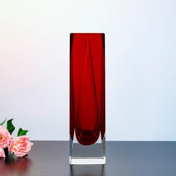 Vase - Verre - Vase vintage en bloc de verre