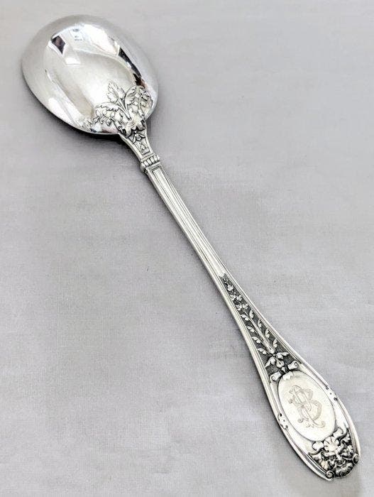 Henin &Cie - Opdienlepel - .950 zilver - compotelepel, Antiquités & Art, Antiquités | Argent & Or