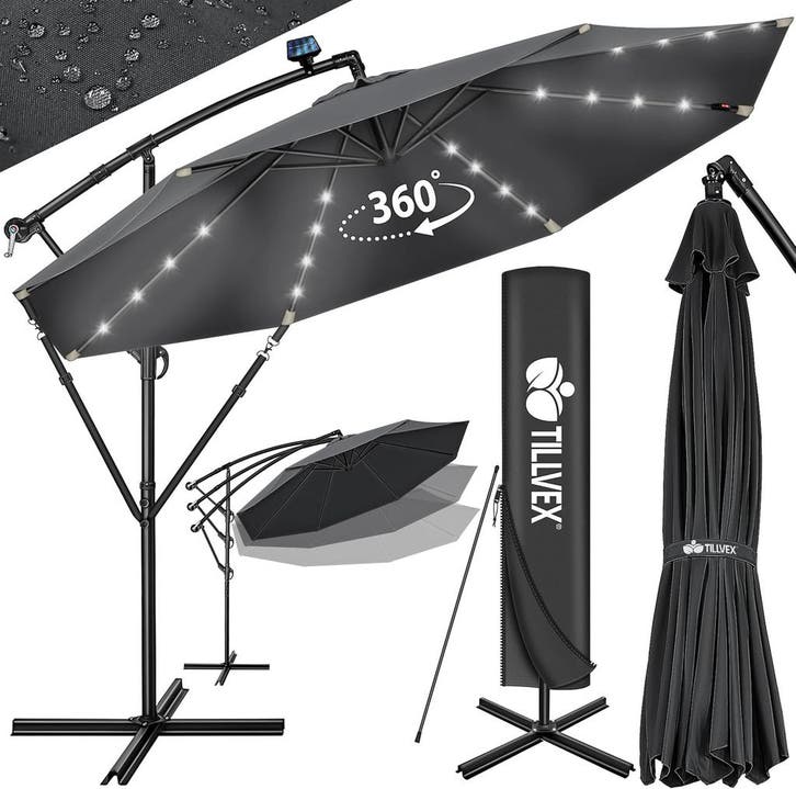 Zweefparasol - Tuinparasol - Parasol 300 cm - Met voet - Met, Tuin en Terras, Parasols, Nieuw, Verzenden