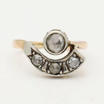 Ring - 14 karaat Roségoud, Witgoud - Diamant/Natuurlijk, Nieuw