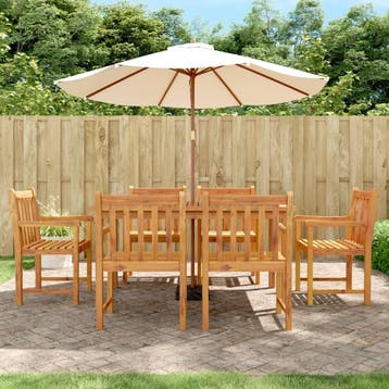 vidaXL 7-delige Tuinset massief acaciahout, Verzenden, Nieuw, Tuinset