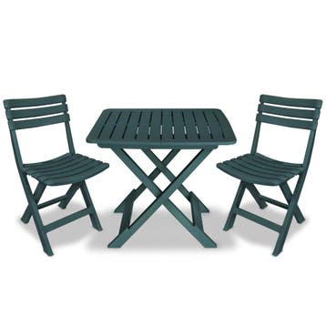 vidaXL 3-delige Bistroset inklapbaar kunststof groen, Tuin en Terras, Verzenden, Nieuw