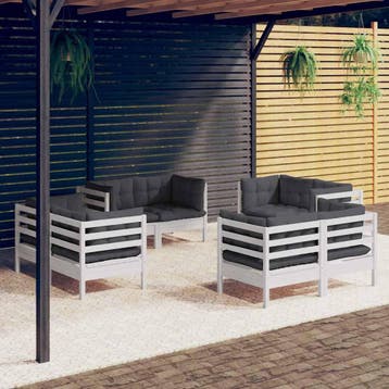 vidaXL 8-delige Loungeset met antracietkleurige kussens, Verzenden, Loungeset