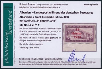 Duitse bezetting tijdens de Tweede Wereldoorlog - Albanië -, Gestempeld