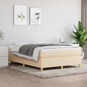 vidaXL Boxspring bed stof crèmekleurig 140x200 cm, Verzenden