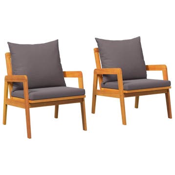 vidaXL Tuinstoel met kussen 2 Stuk Olie Natuurlijk 65 x 59,5, Verzenden, Nieuw