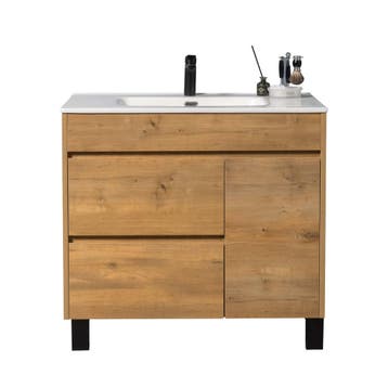 Badmeubelkastset Differnz Sofi 80 Licht Eiken, Doe-het-zelf en Bouw, Sanitair, Ophalen of Verzenden, Nieuw, Bad