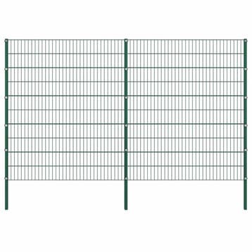vidaXL Schuttingpaneel met palen ijzer 349x200 cm groen, Verzenden