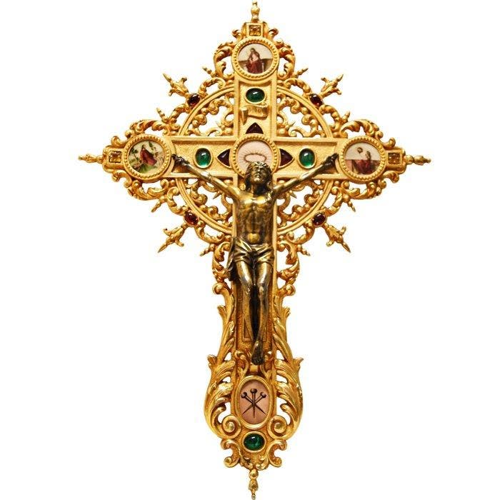 Crucifix - Legering - 1950-1960 - Neobarroco - 52 cm, Antiquités & Art, Art | Art non-occidental