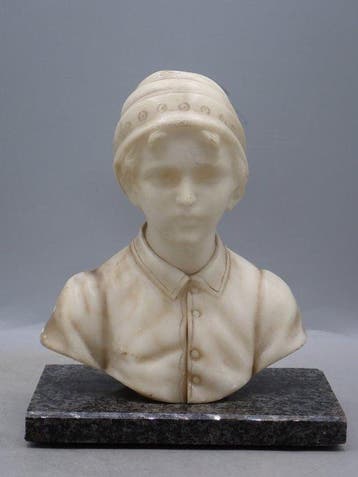 Figuur - Bust of a boy - Albast, Antiek en Kunst