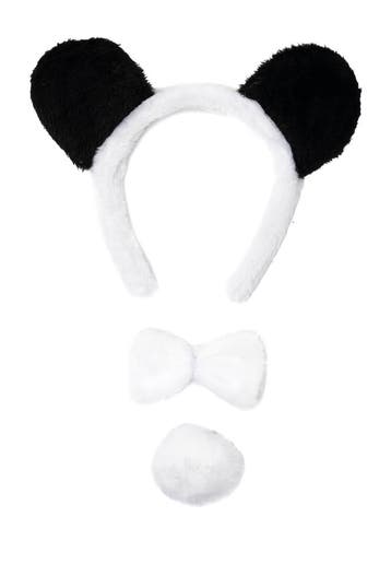 KIMU® Panda Haarband Oren Strik Staart Diadeem Set Zwart Wit, Ophalen of Verzenden, Nieuw