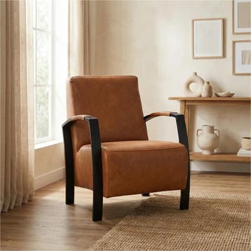 Leren fauteuil Glory - Vintage Cognac (cognac), Ophalen of Verzenden