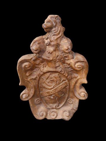 Sculpture, Stemma Araldico Leone con Spada - 34 cm - Pierre