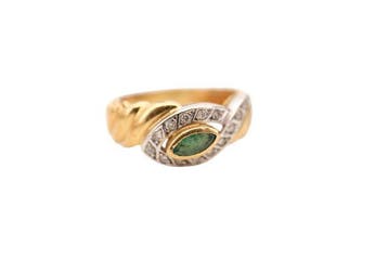 Bague - 19,2 carats Or jaune Émeraude - diamants