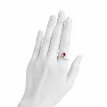 Ring - 14 karaat Geel goud - 0.72ct. tw. Robijn - Diamant