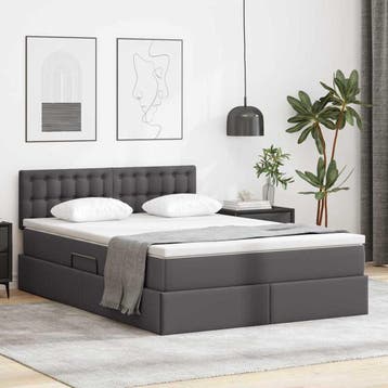 vidaXL Opslag bed met matras met opslag Grijs 140 x 200 cm, Huis en Inrichting, Slaapkamer | Bedden, Verzenden, Nieuw