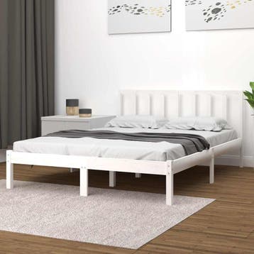 vidaXL Bedframe massief grenenhout wit 160x200 cm, Verzenden
