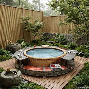 vidaXL Hottub-ombouw poly rattan grijs, Jardin & Terrasse, Verzenden