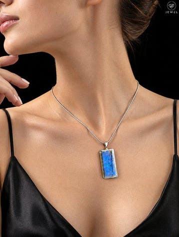 Blue Flash Labradoriet Ketting - Sterling Zilver 925 -