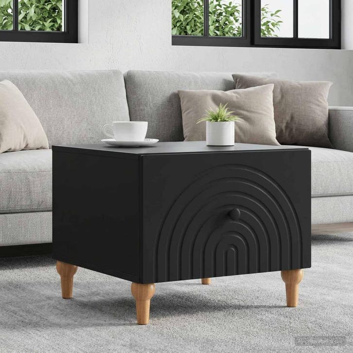 vidaXL Salontafel met lade Zwart 49 x 50 x 40 cm Bewerkt, Maison & Meubles, Tables | Tables de salon, Envoi