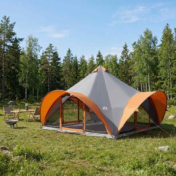 vidaXL Tipi Tent 18.0-persoons Grijs en Oranje Polyester en, Verzenden