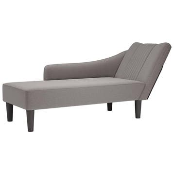 vidaXL Chaise longue met rechterarmleuning stof taupe, Verzenden