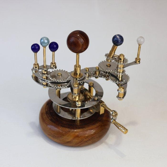 Luxe orrery zonne-stelselmodel met Zon, Aarde, Mars en manen, Antiquités & Art, Art | Objets design