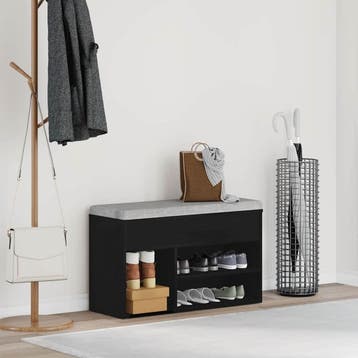 vidaXL Schoenenbank 80 x 30 x 45 cm Bewerkt hout Zwart Eiken, Verzenden