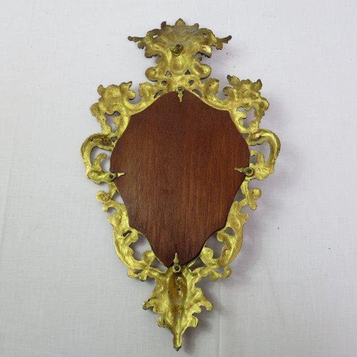 Miroir mural - Laiton, Verre, Bois, Antiquités & Art, Curiosités & Brocante