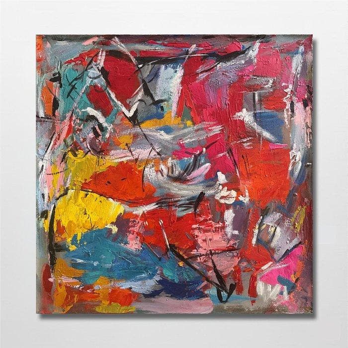 Nguyen Robert (1958) - Existence 80 80 cm  Vendu sans, Antiek en Kunst, Kunst | Schilderijen | Modern