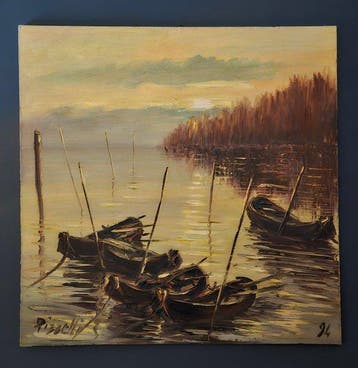 Giancarlo Pizzelli (1933-2005) - Inverno sul Po, Autenticato, Antiquités & Art, Art | Peinture | Classique