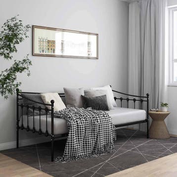 vidaXL Slaapbank metaal zwart 90x200 cm, Verzenden, Nieuw
