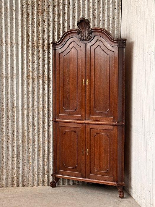 Hoekkast - Hoekkabinet, hoekkast, cornercabinet - Eik -, Antiquités & Art, Antiquités | Meubles | Chaises & Canapés